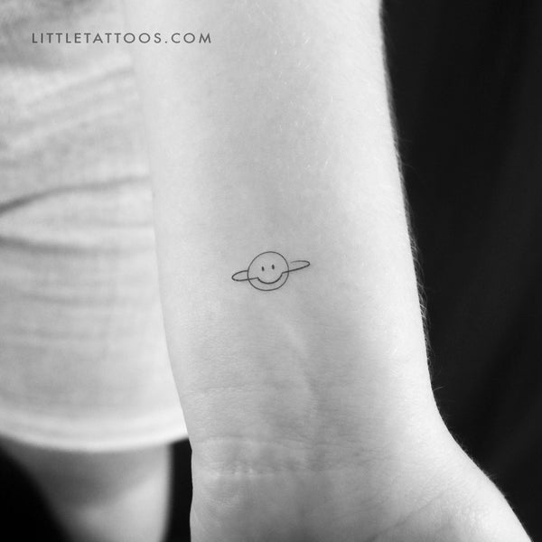 Smiley Saturn Temporary Tattoo - Set of 3