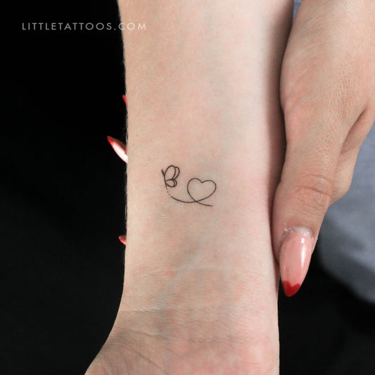 Tatuaje temporal de corazón de mariposa - Juego de 3