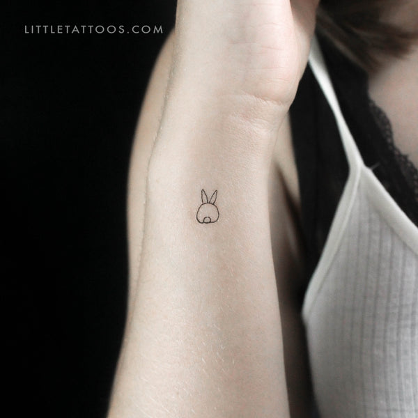 Tiny Rabbit From Behind Temporary Tattoo - Set of 3