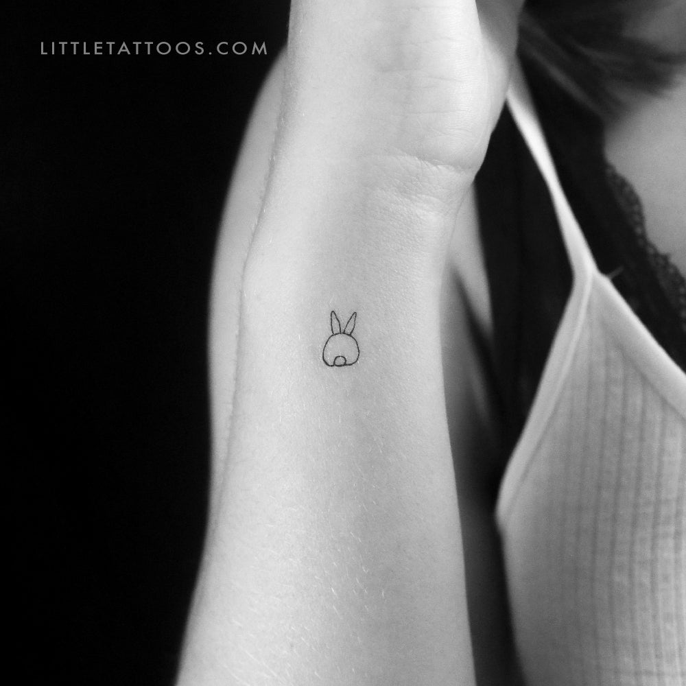 Tiny Rabbit From Behind Temporary Tattoo - Set of 3