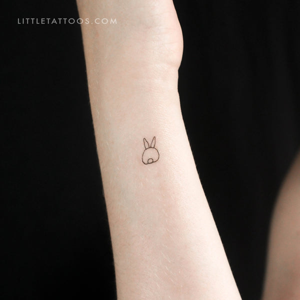 Tiny Rabbit From Behind Temporary Tattoo - Set of 3