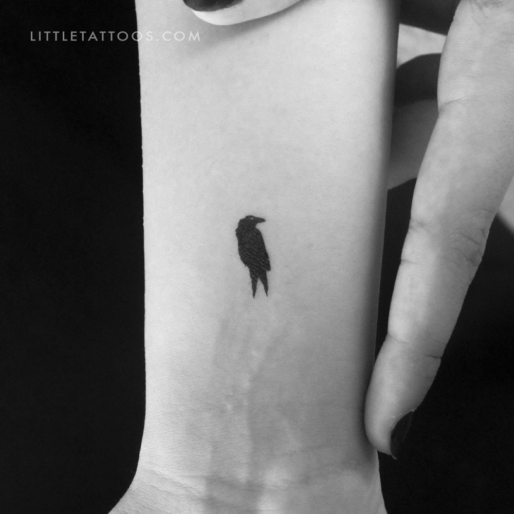 Tatuaje temporal de cuervo pequeño - Juego de 3
