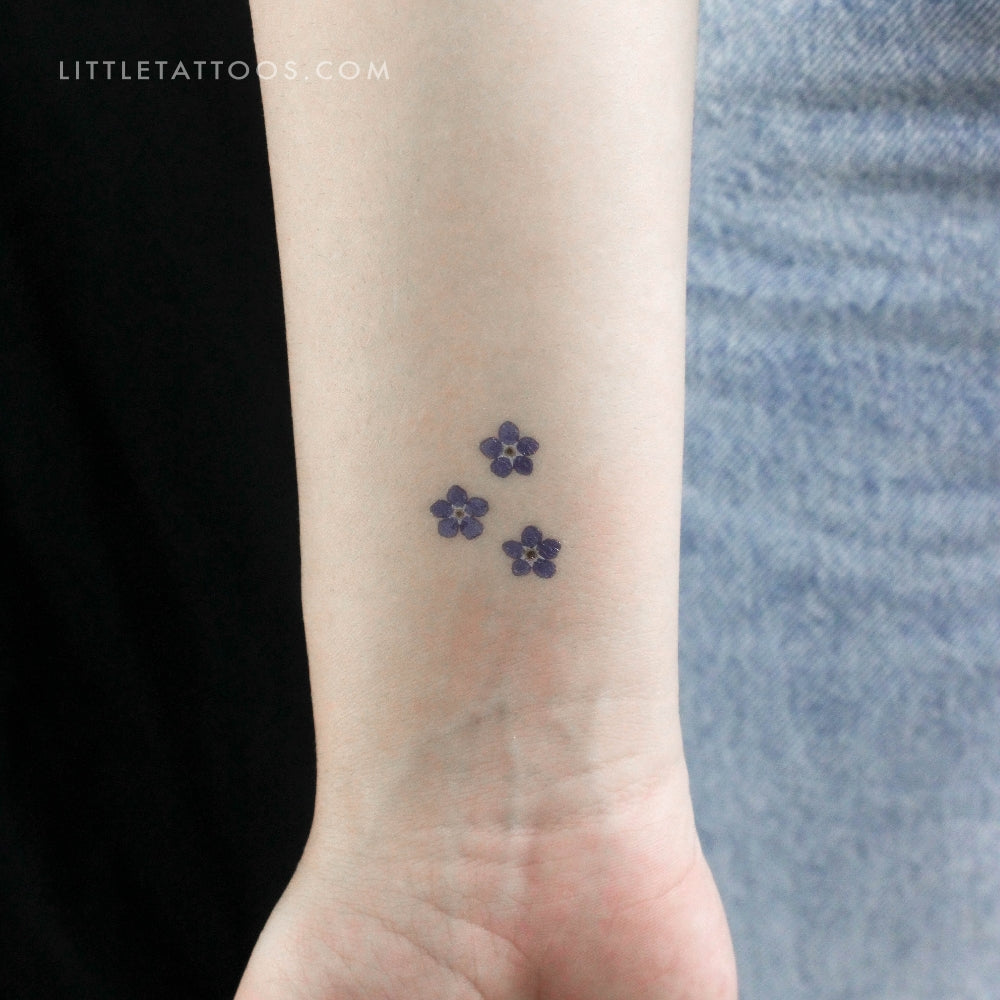 Three Forget-me-not Flowers Temporary Tattoo - Set of 3