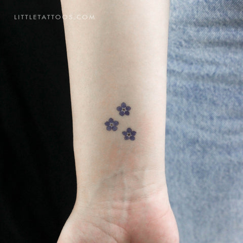 Three Forget-me-not Flowers Temporary Tattoo - Set of 3