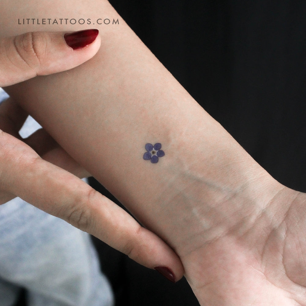 Tatuaje temporal de flor nomeolvides (juego de 3)