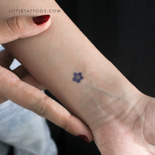 Tatuaje temporal de flor nomeolvides (juego de 3)