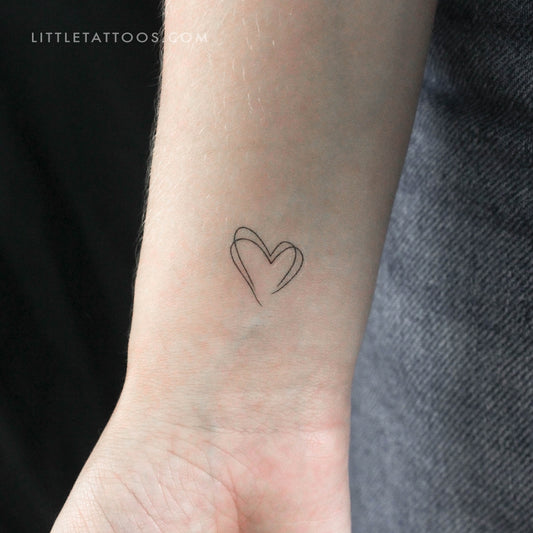 Small Double Heart Temporary Tattoo - Set of 3