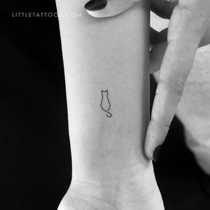 Line Art Cat Temporary Tattoo - Set of 3