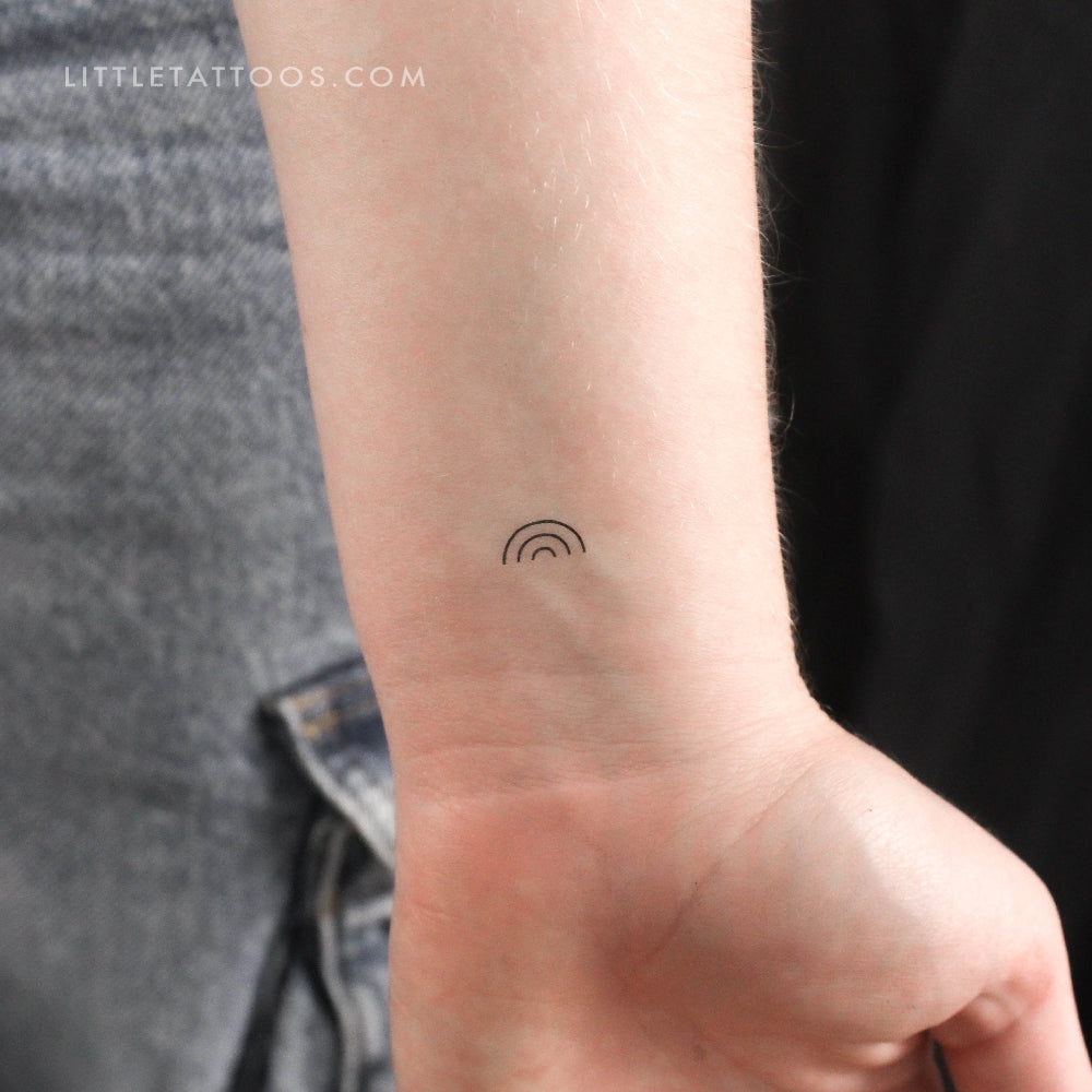 Tatuaje temporal pequeño de arcoíris minimalista (juego de 3)
