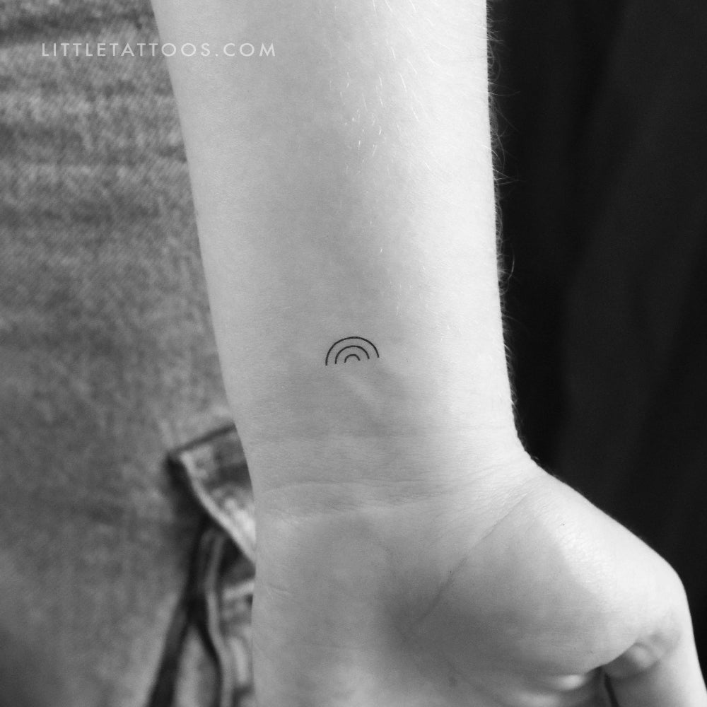 Tatuaje temporal pequeño de arcoíris minimalista (juego de 3)