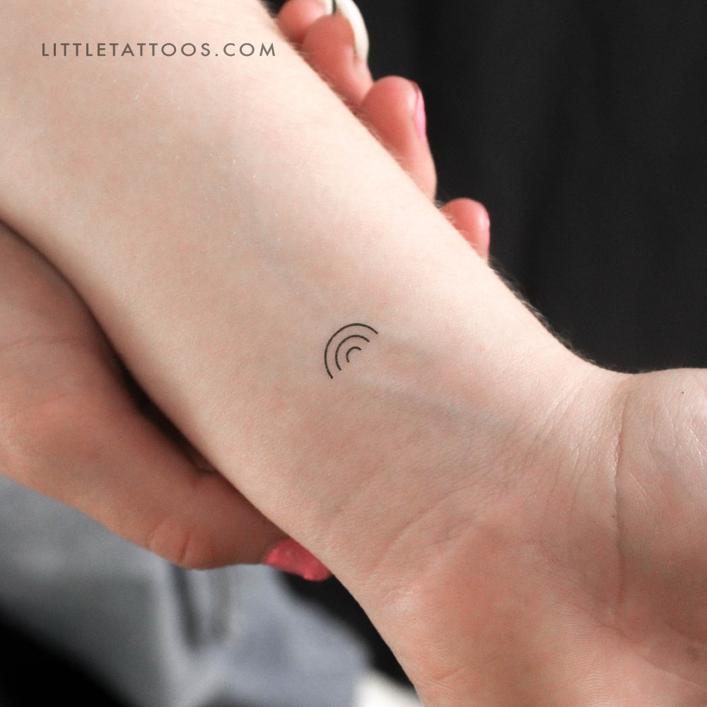 Tatuaje temporal pequeño de arcoíris minimalista (juego de 3)