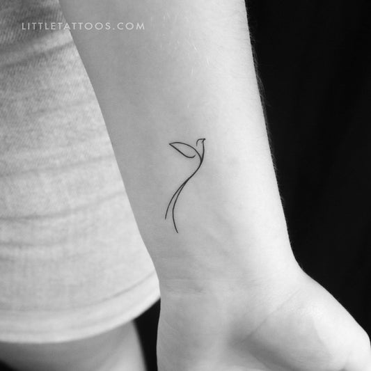 Tatuaje temporal minimalista de colibrí de cola larga (juego de 3)