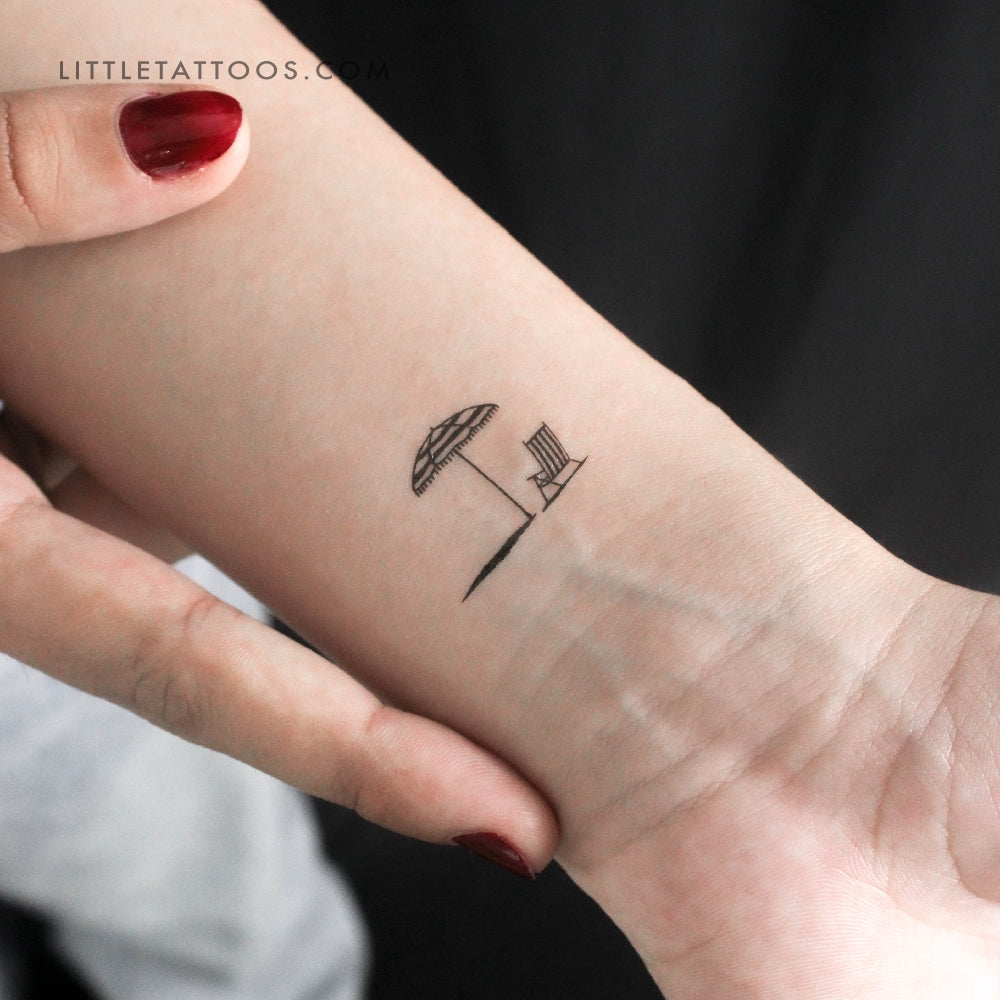 Tatuaje temporal de sombrilla y silla de playa (juego de 3)