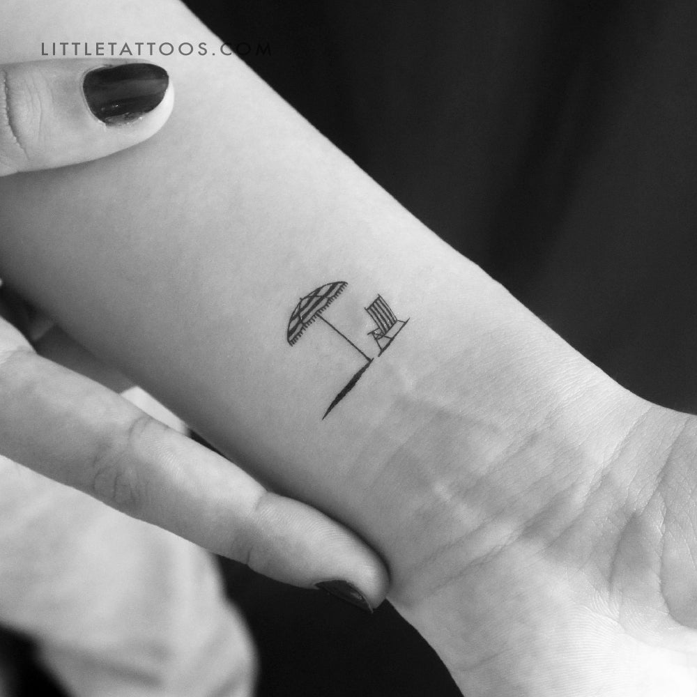 Tatuaje temporal de sombrilla y silla de playa (juego de 3)