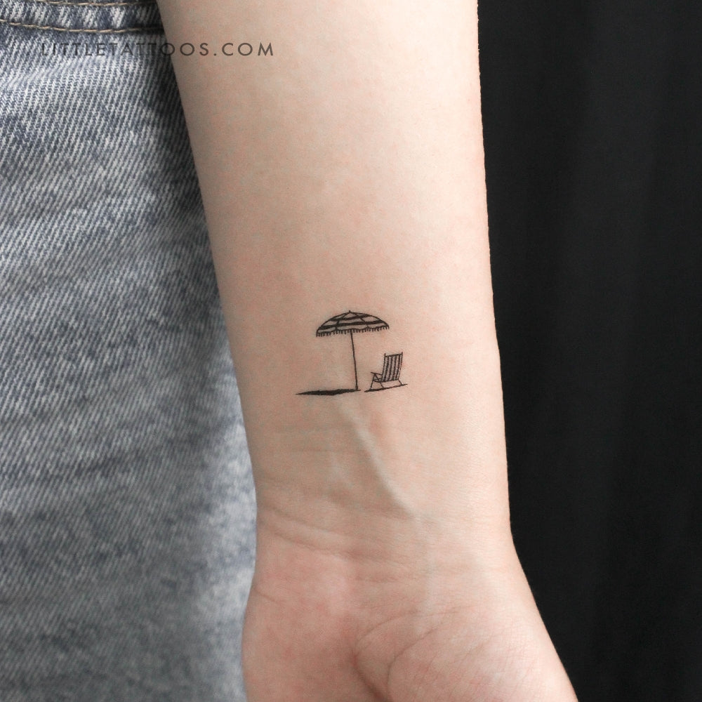Tatuaje temporal de sombrilla y silla de playa (juego de 3)
