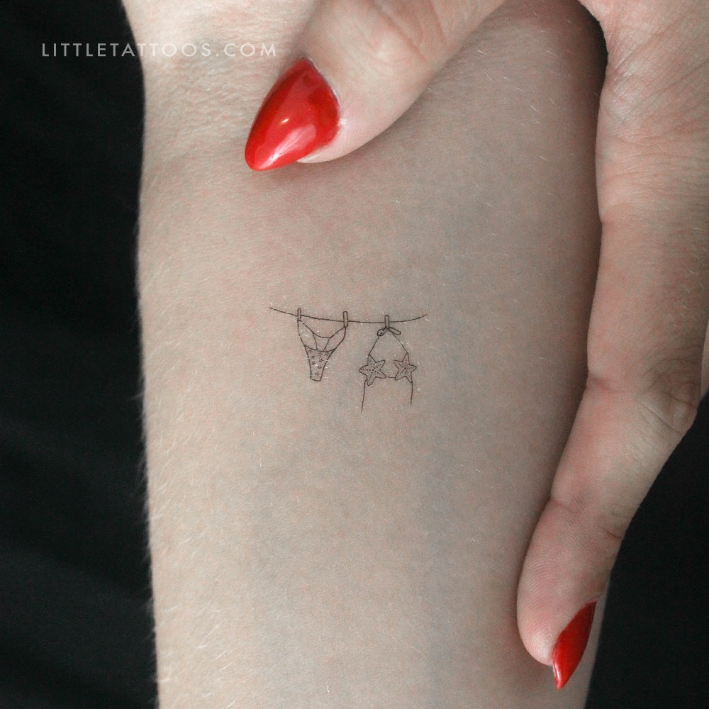 Tatuaje temporal de bikini colgante - Juego de 3