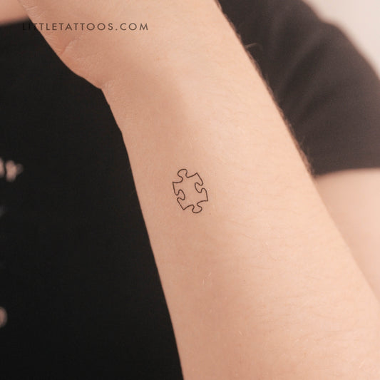 Tatuaje temporal de pieza de rompecabezas de línea fina diminuta (juego de 3)