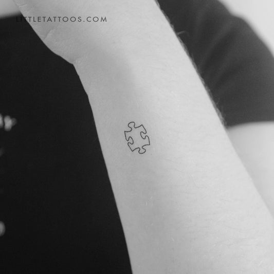 Tatuaje temporal de pieza de rompecabezas de línea fina diminuta (juego de 3)