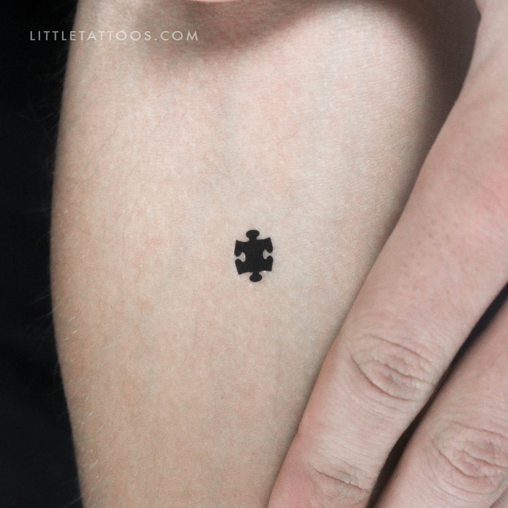 Black Puzzle Piece Temporary Tattoo - Set of 3