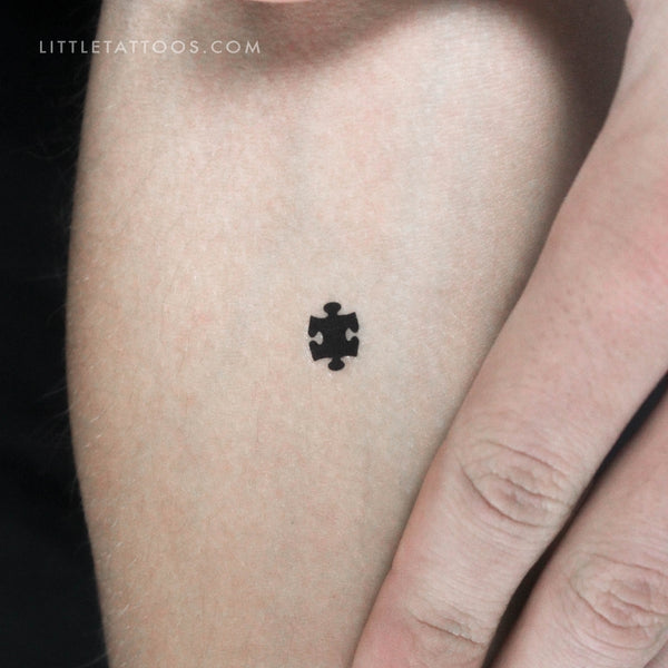 Black Puzzle Piece Temporary Tattoo - Set of 3