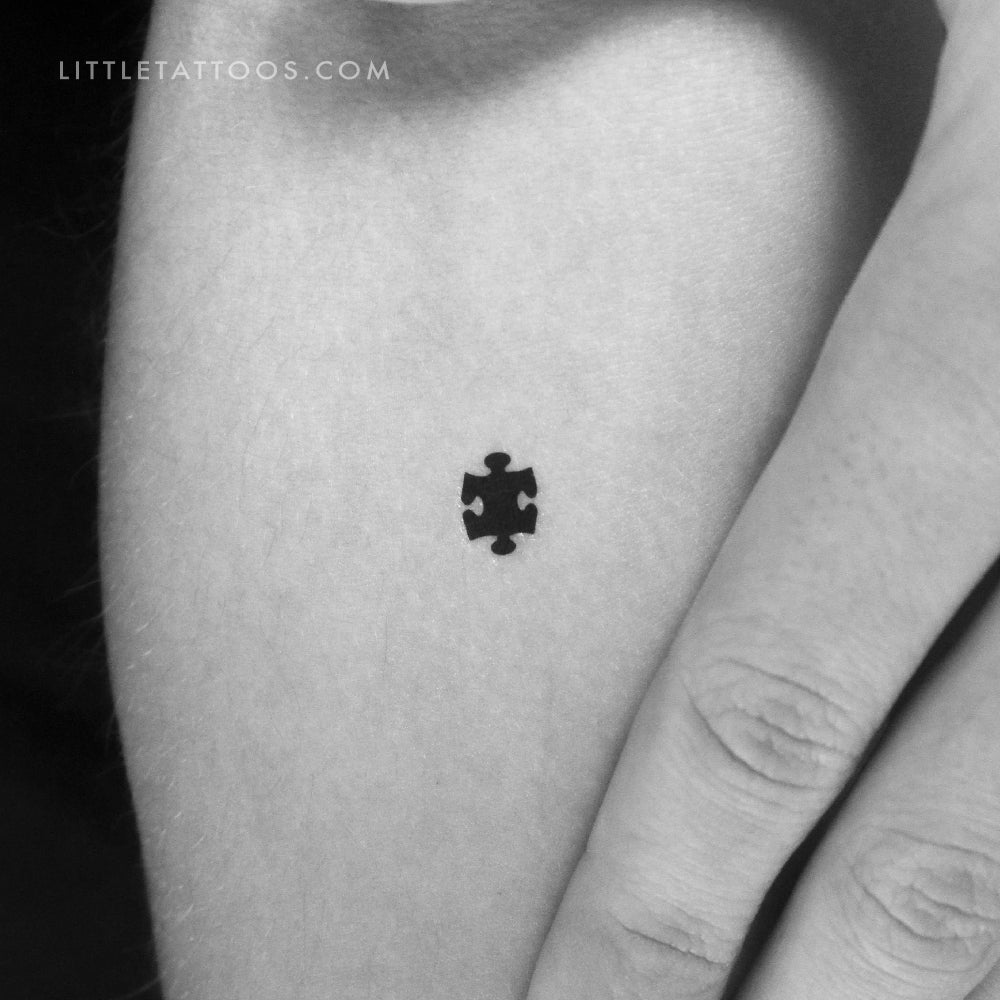 Black Puzzle Piece Temporary Tattoo - Set of 3 – Temporary Little