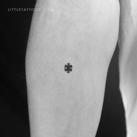 Black Puzzle Piece Temporary Tattoo - Set of 3