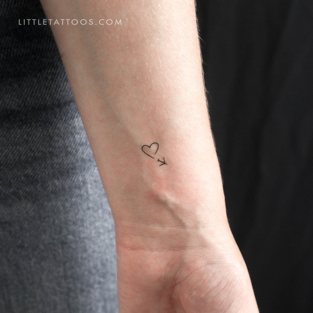 Tatuaje temporal de avión y corazón (3 unidades)