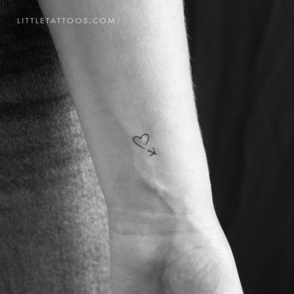 Tatuaje temporal de avión y corazón (3 unidades)