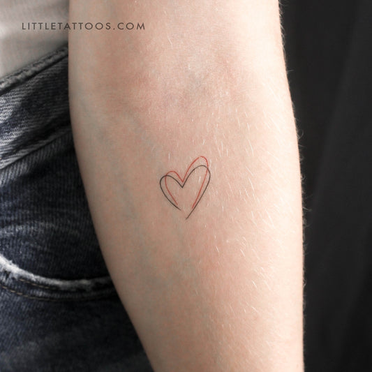 Tatuaje temporal de corazón rojo y negro (juego de 3)