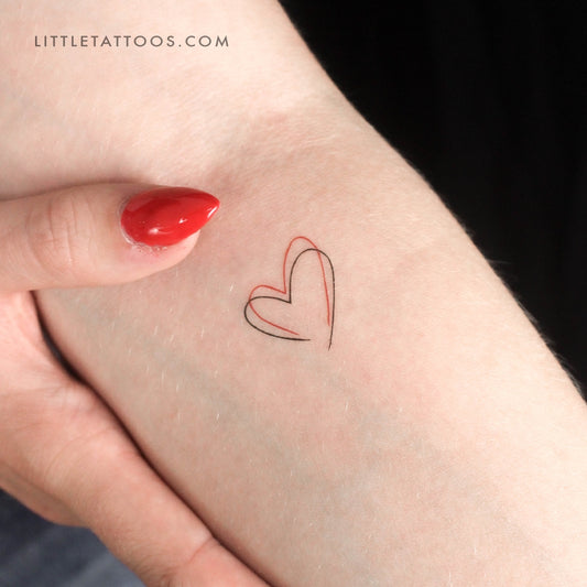 Tatuaje temporal de corazón rojo y negro (juego de 3)