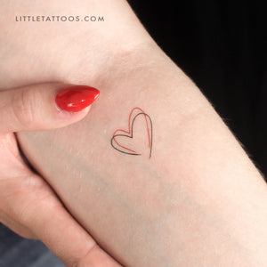 Red And Black Heart Temporary Tattoo - Set of 3