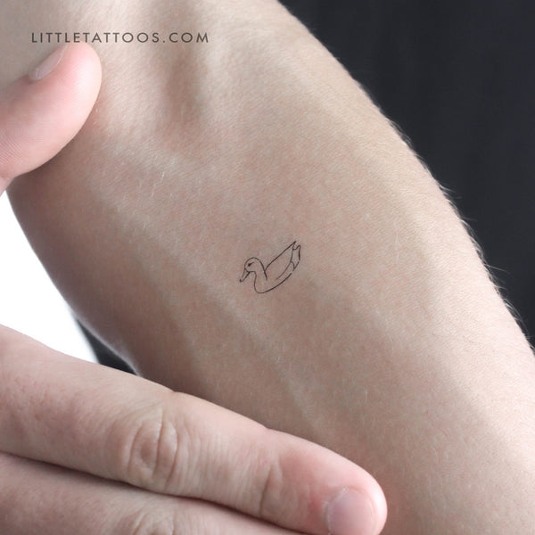 Fine Line Duck Temporary Tattoo - Set of 3