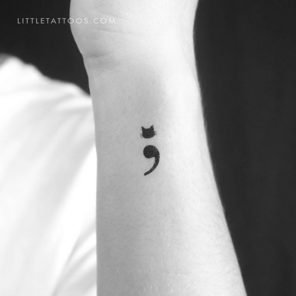 Semicolon Cat Temporary Tattoo - Set of 3