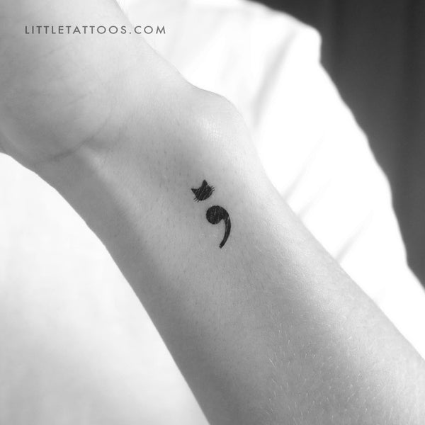 Semicolon Cat Temporary Tattoo - Set of 3