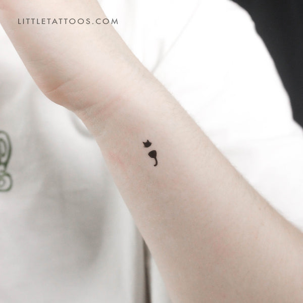 Little Cat Semicolon Temporary Tattoo - Set of 3