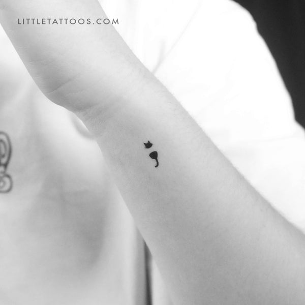 Little Cat Semicolon Temporary Tattoo - Set of 3