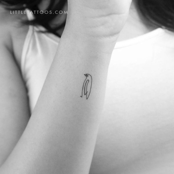 Single Line Penguin Temporary Tattoo - Set of 3