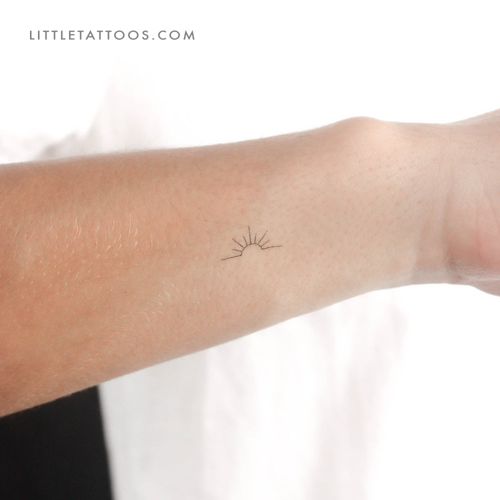Tatuaje temporal minimalista de atardecer (juego de 3)