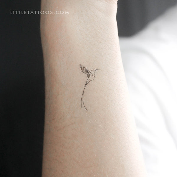 Little Long-tailed Sylph Hummingbird Temporary Tattoo - Set of 3