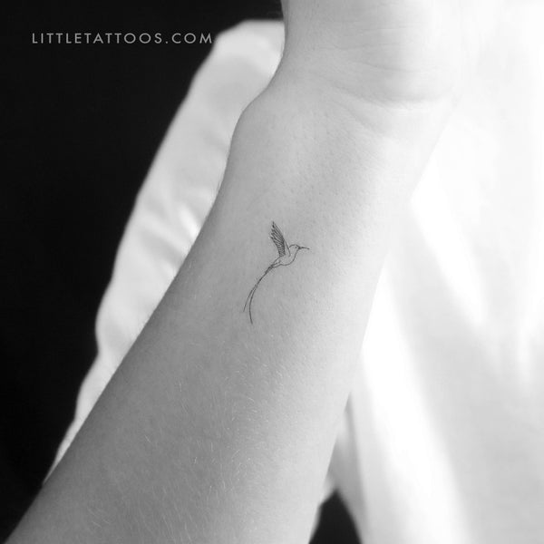 Little Long-tailed Sylph Hummingbird Temporary Tattoo - Set of 3