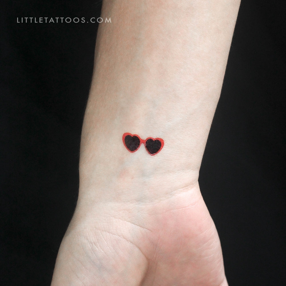 Tatuaje temporal de gafas de corazón de Lolita (juego de 3)