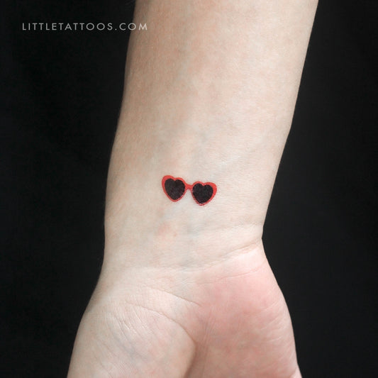 Tatuaje temporal de gafas de corazón de Lolita (juego de 3)