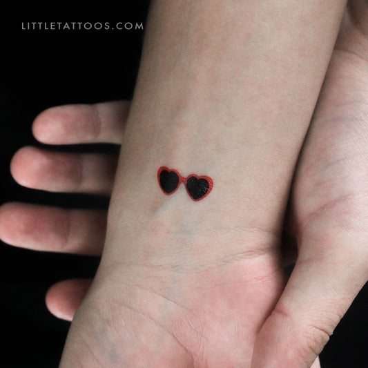 Tatuaje temporal de gafas de corazón de Lolita (juego de 3)