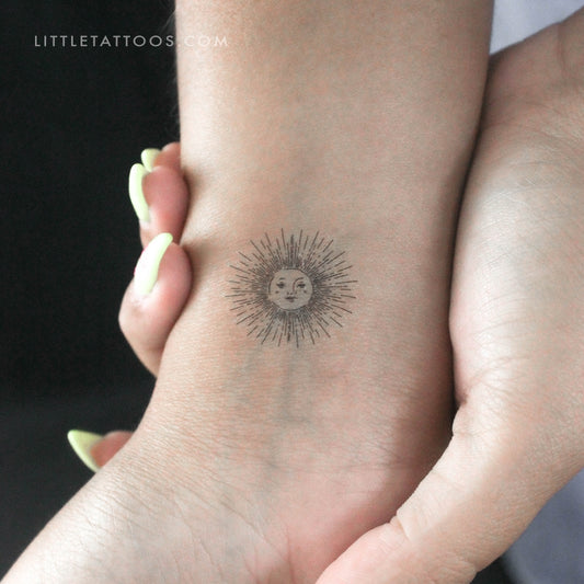 Tatuaje temporal de sol feliz - Juego de 3