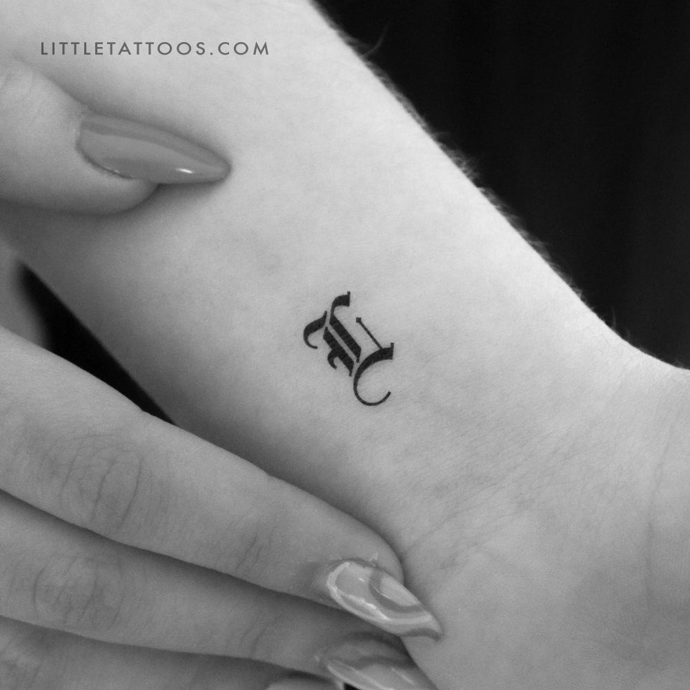 Tatuaje temporal de la letra L gótica - Juego de 3