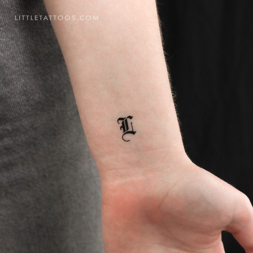 Tatuaje temporal de la letra L gótica - Juego de 3