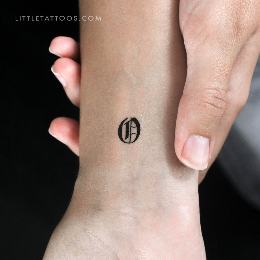 Tatuaje temporal de la letra O gótica - Juego de 3