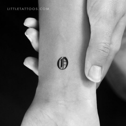Tatuaje temporal de la letra O gótica - Juego de 3