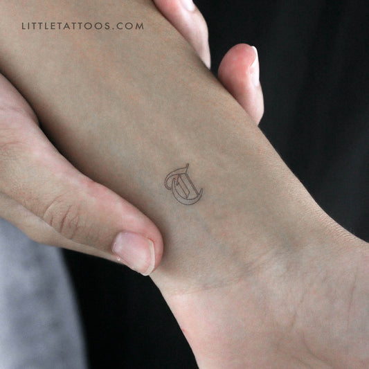 Tatuaje temporal con la letra T en inglés antiguo (juego de 3)