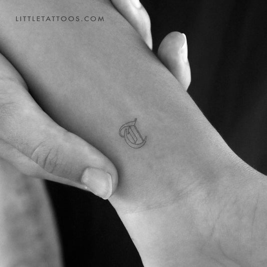 Tatuaje temporal con la letra T en inglés antiguo (juego de 3)